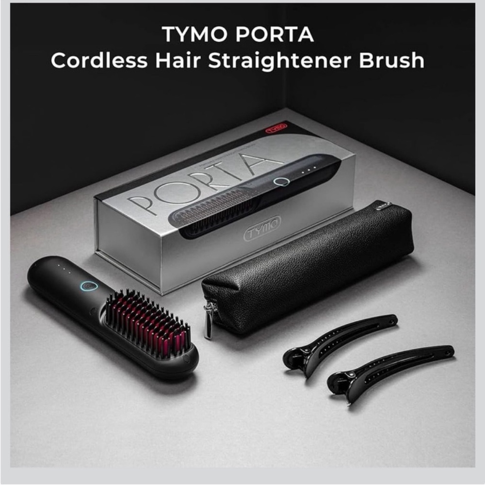 Tymo Porta Portable Hair Straightening Brush Cordless Black New in box